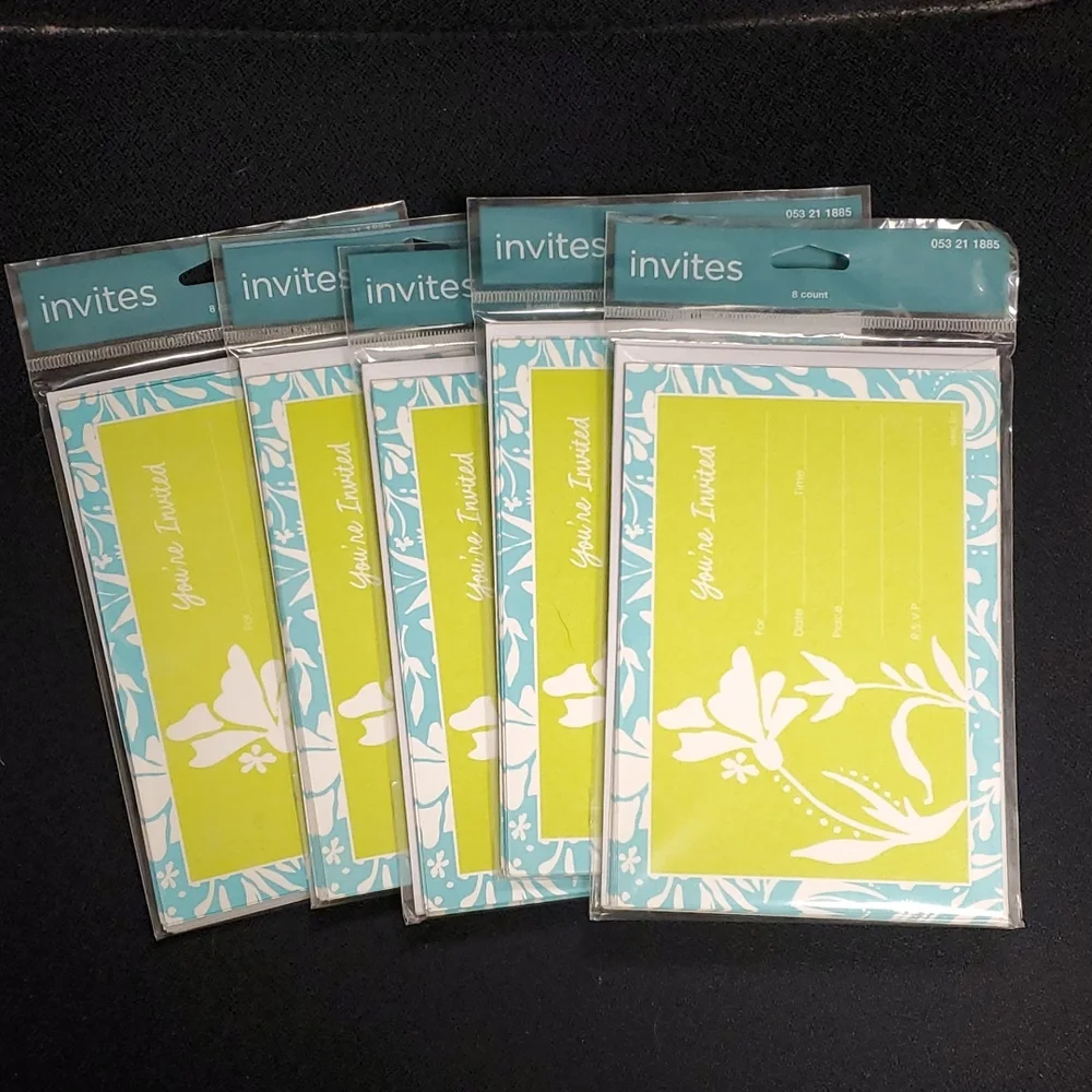 Set of 5 packs of invitations (8 invites per pack‎ so 40 total)